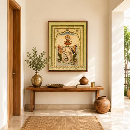 Krishna on the Nagas – Poddar Haveli, Shekhawati | Mythological Fresco Fine Art Wall Photography Print