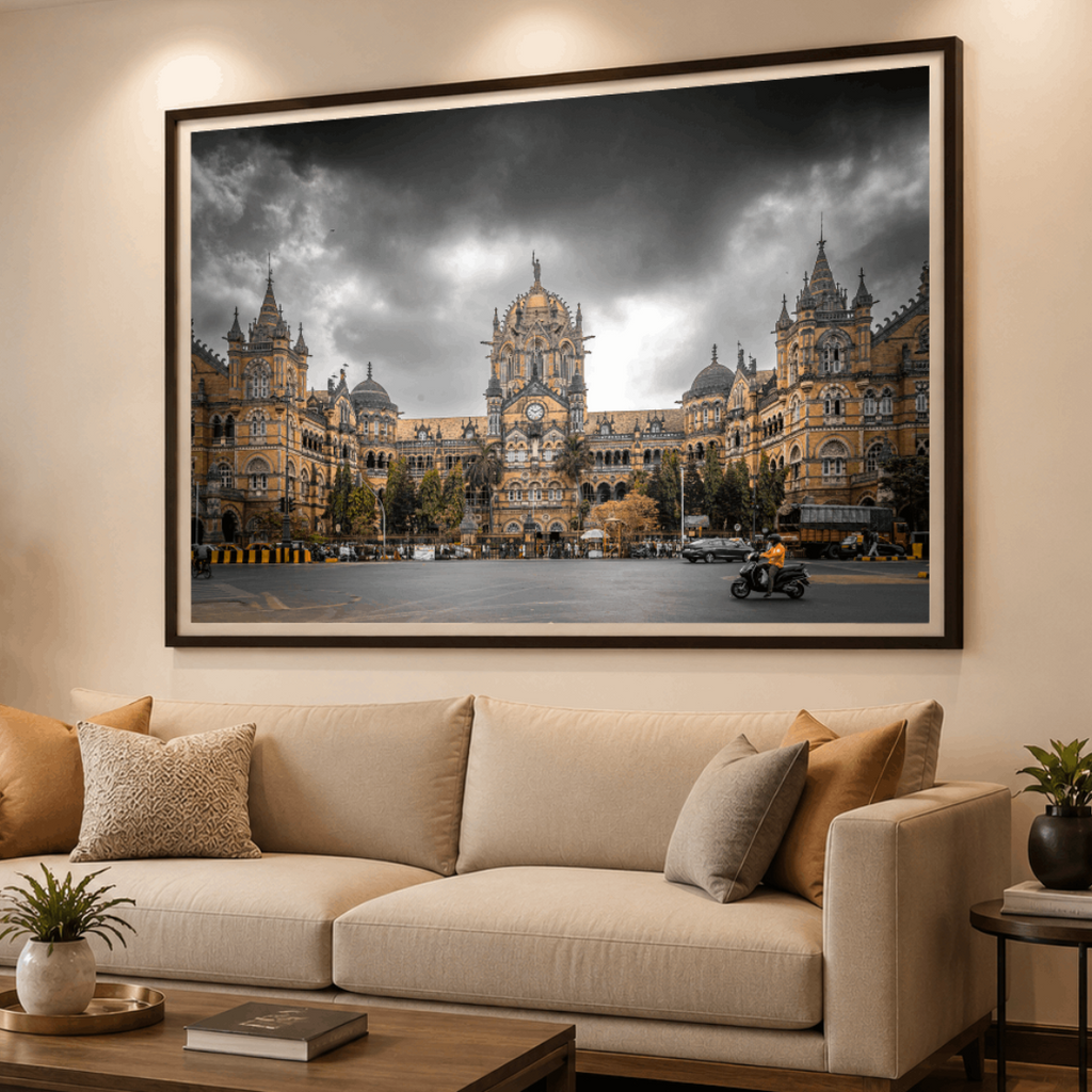 Chhatrapati Shivaji Maharaj Terminus, Mumbai – Overcast Sky, Warm Stone & Dramatic Layering | Fine Art Wall Photography Print