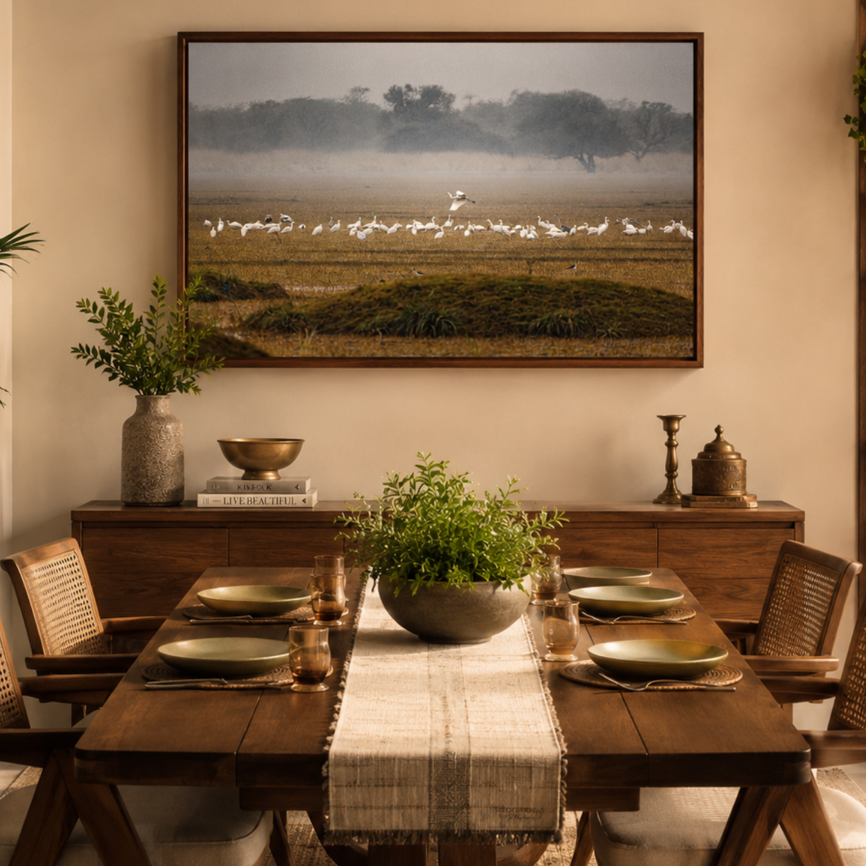 Bharatpur Bird Sanctuary – Flock in the Mist, One in Flight | Fine Art Wall Photography Print