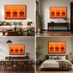 City Palace, Jaipur – Orange Walls, White Jharokhas & Chhatris | The Geometry of Rajput Grandeur | Fine Art Wall Photography Print