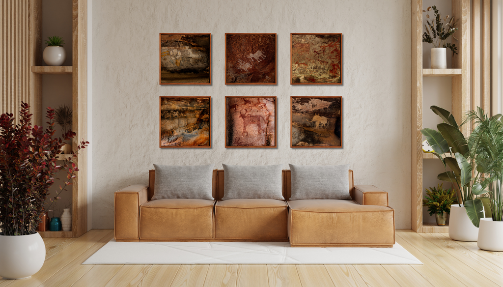 Bhimbetka Rock Art – Set of 6 | Prehistoric Cave Paintings Fine Art Wall Photography Print