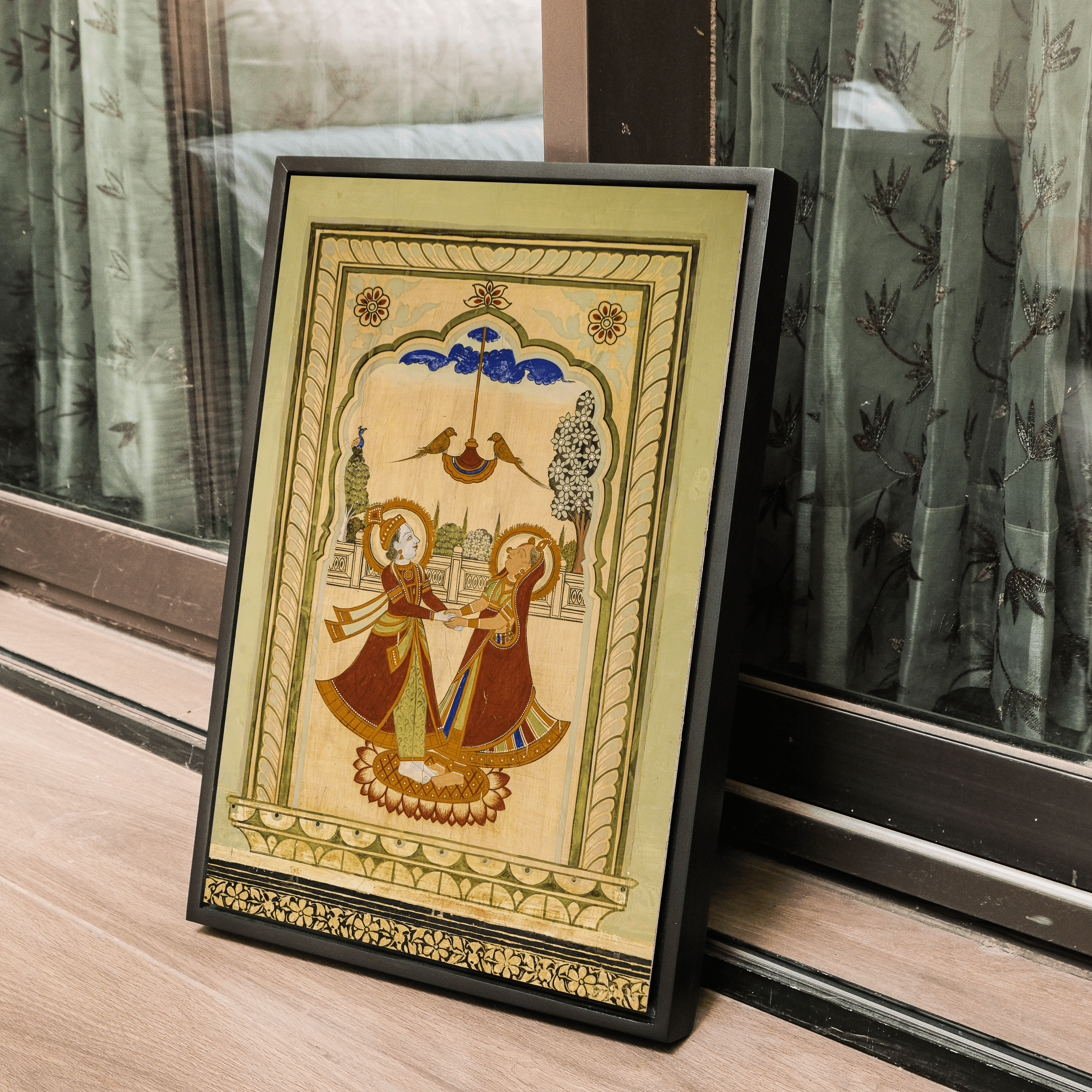 Radha Krishna on the Swing – Poddar Haveli, Shekhawati | Love & Mythology Fresco Fine Art Wall Photography Print