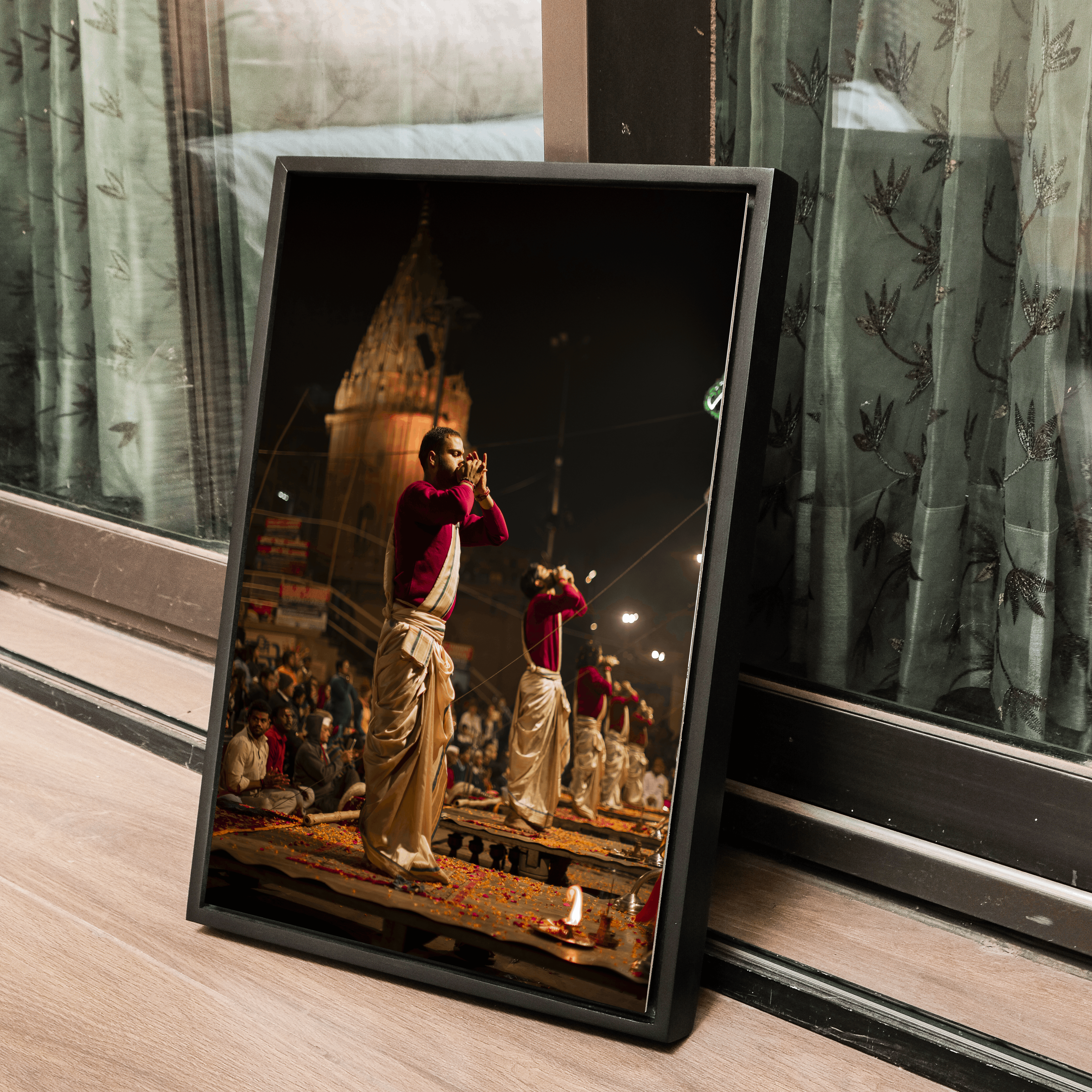 Varanasi Ganga Ghats – Ethereal Aarti | Conch, Fire & Bhakti at Its Peak | Fine Art Wall Photography Print