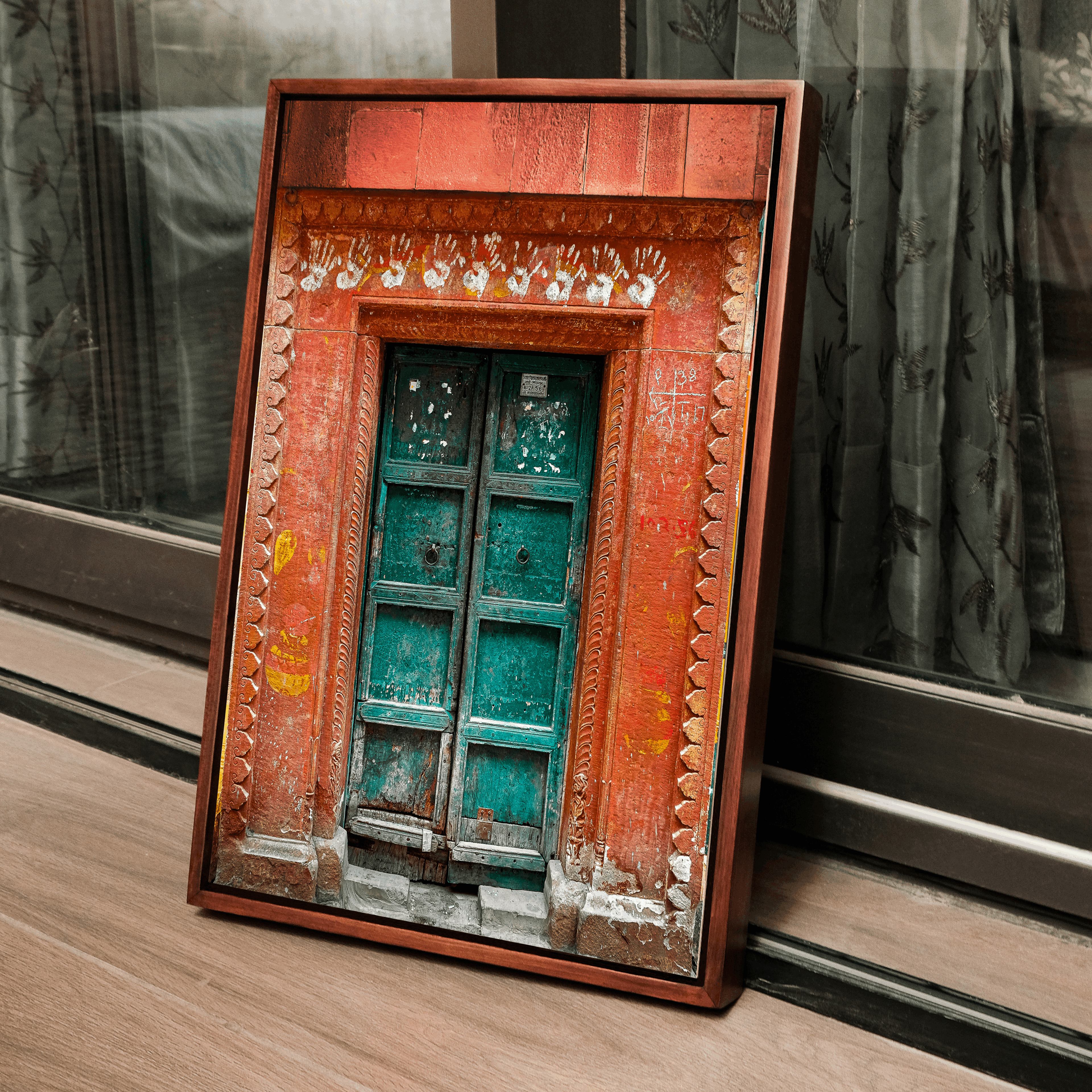 Varanasi – The Green Door of the Sacred Lane | Hindu Devotion Fine Art Wall Photography Print