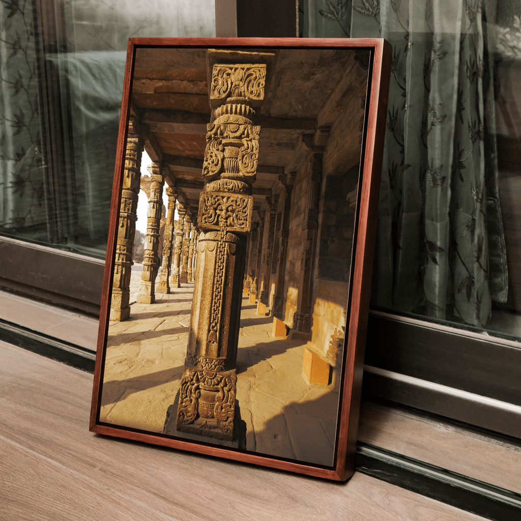 Qutub Complex – Pillars in Morning Light | Stone, Sun & the Story of Indian Heritage | Fine Art Wall Photography Print