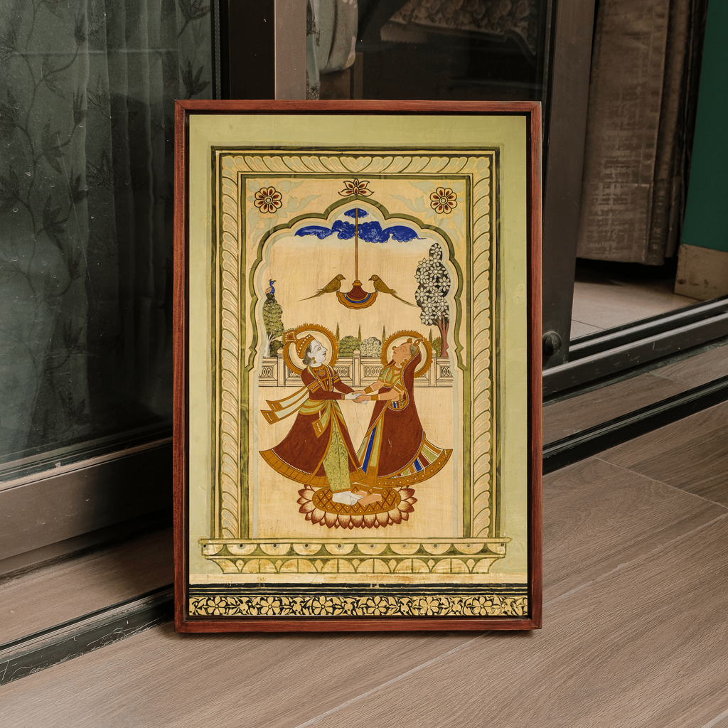 Radha Krishna on the Swing – Poddar Haveli, Shekhawati | Love & Mythology Fresco Fine Art Wall Photography Print