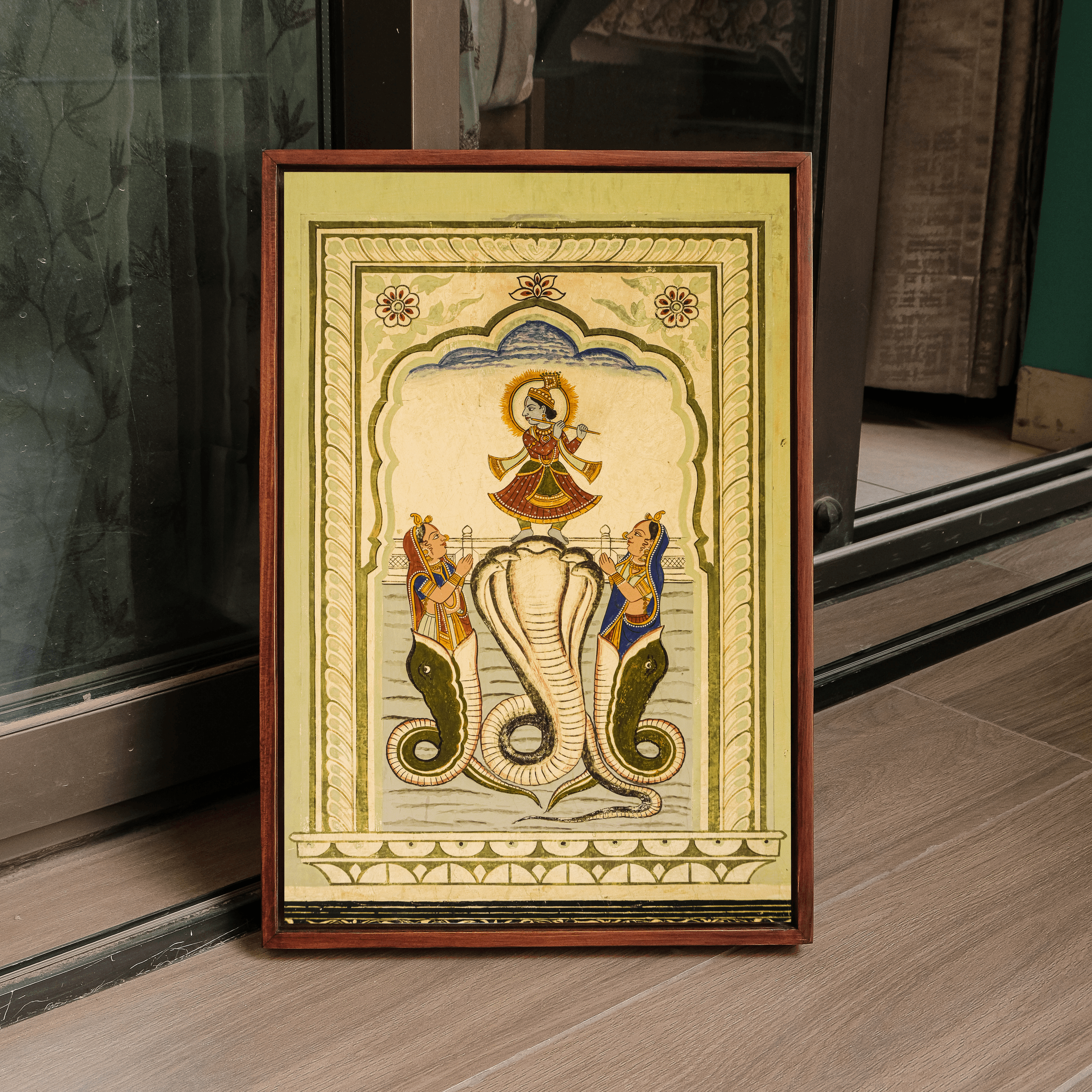 Krishna on the Nagas – Poddar Haveli, Shekhawati | Mythological Fresco Fine Art Wall Photography Print