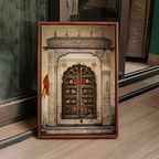 Jaipur Medieval Temple Door – Chhatri Canopy & Dark Brown Doors | Heritage Presence Fine Art Wall Photography Print