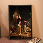 Varanasi Ganga Ghats – Ethereal Aarti | Conch, Fire & Bhakti at Its Peak | Fine Art Wall Photography Print