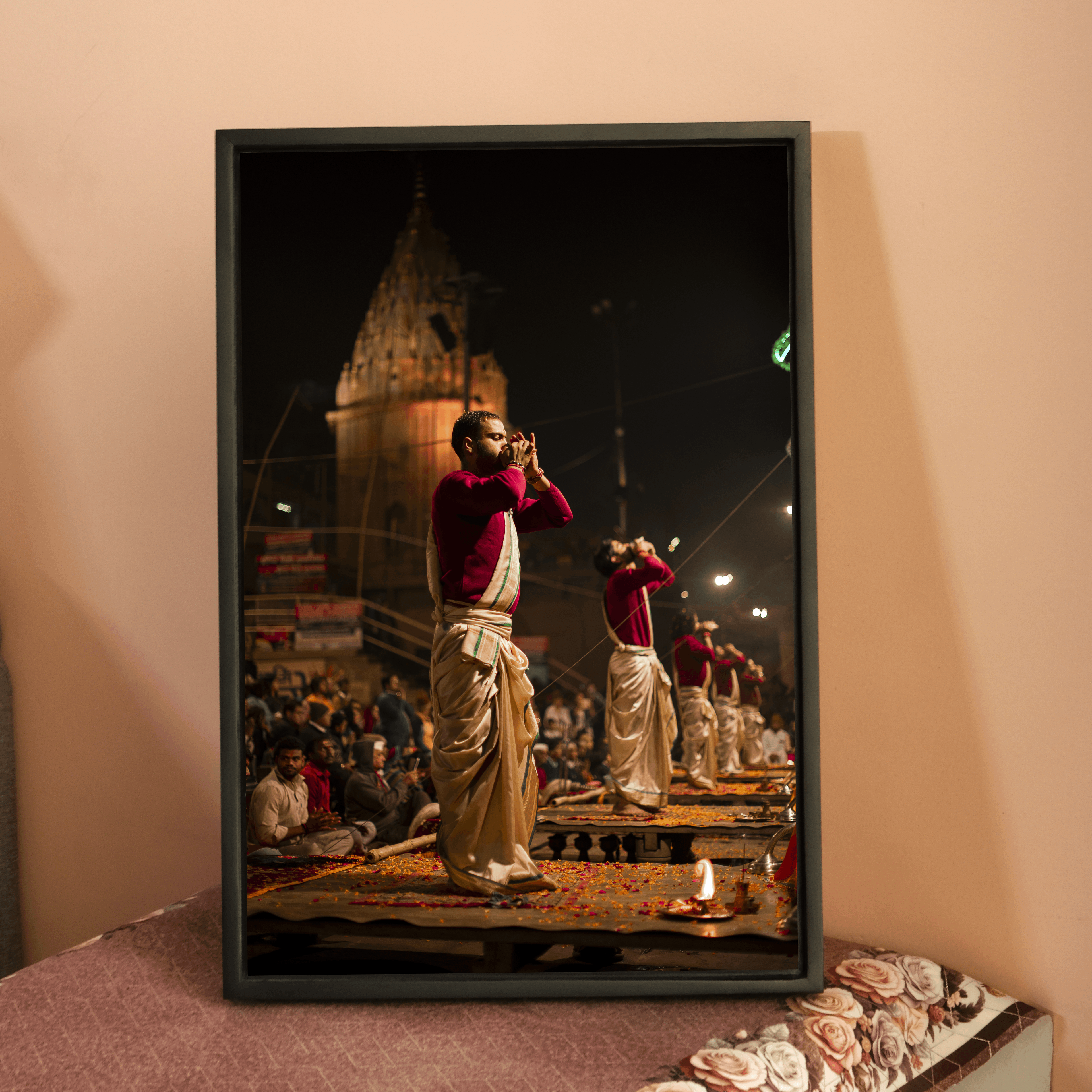 Varanasi Ganga Ghats – Ethereal Aarti | Conch, Fire & Bhakti at Its Peak | Fine Art Wall Photography Print
