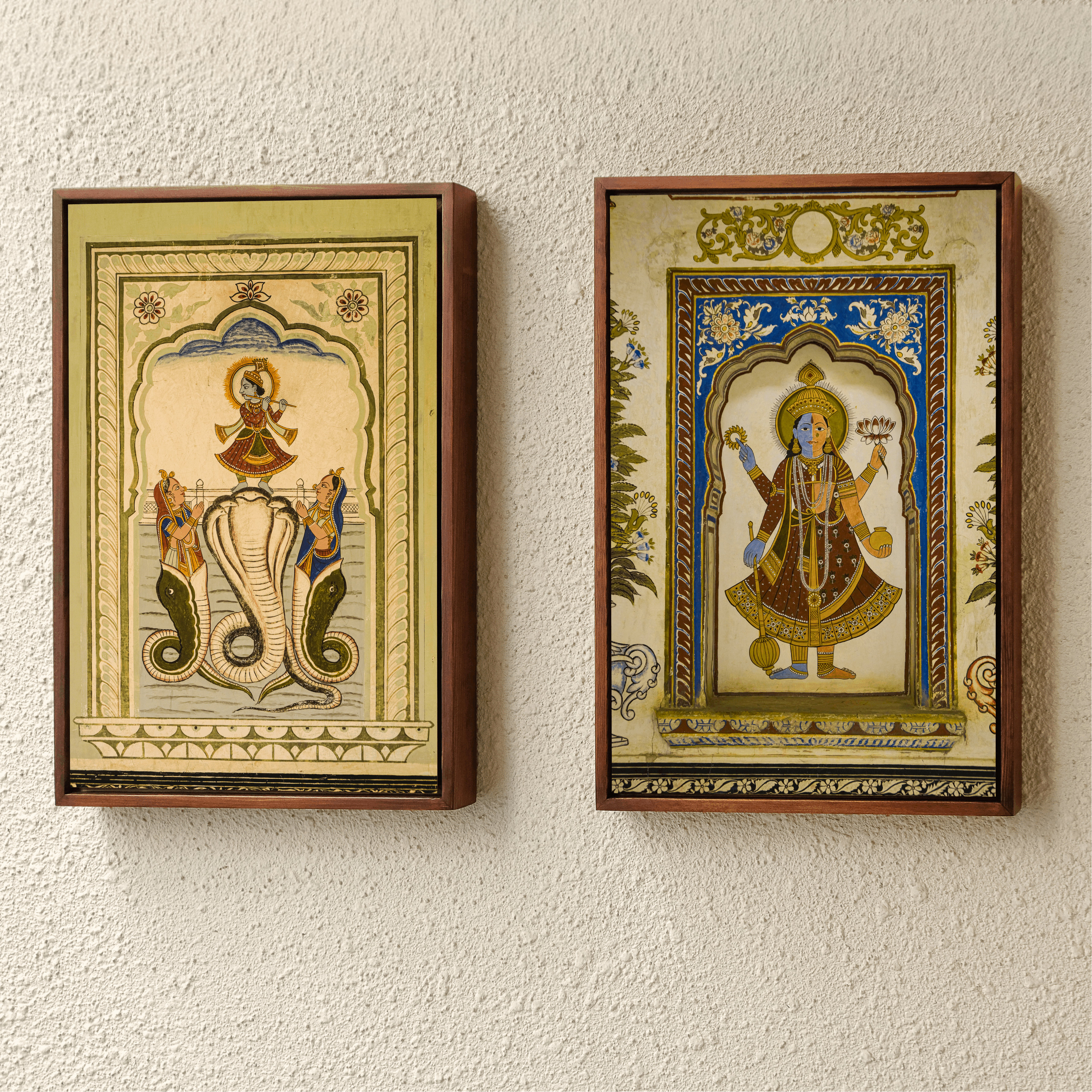 Krishna on the Nagas – Poddar Haveli, Shekhawati | Mythological Fresco Fine Art Wall Photography Print