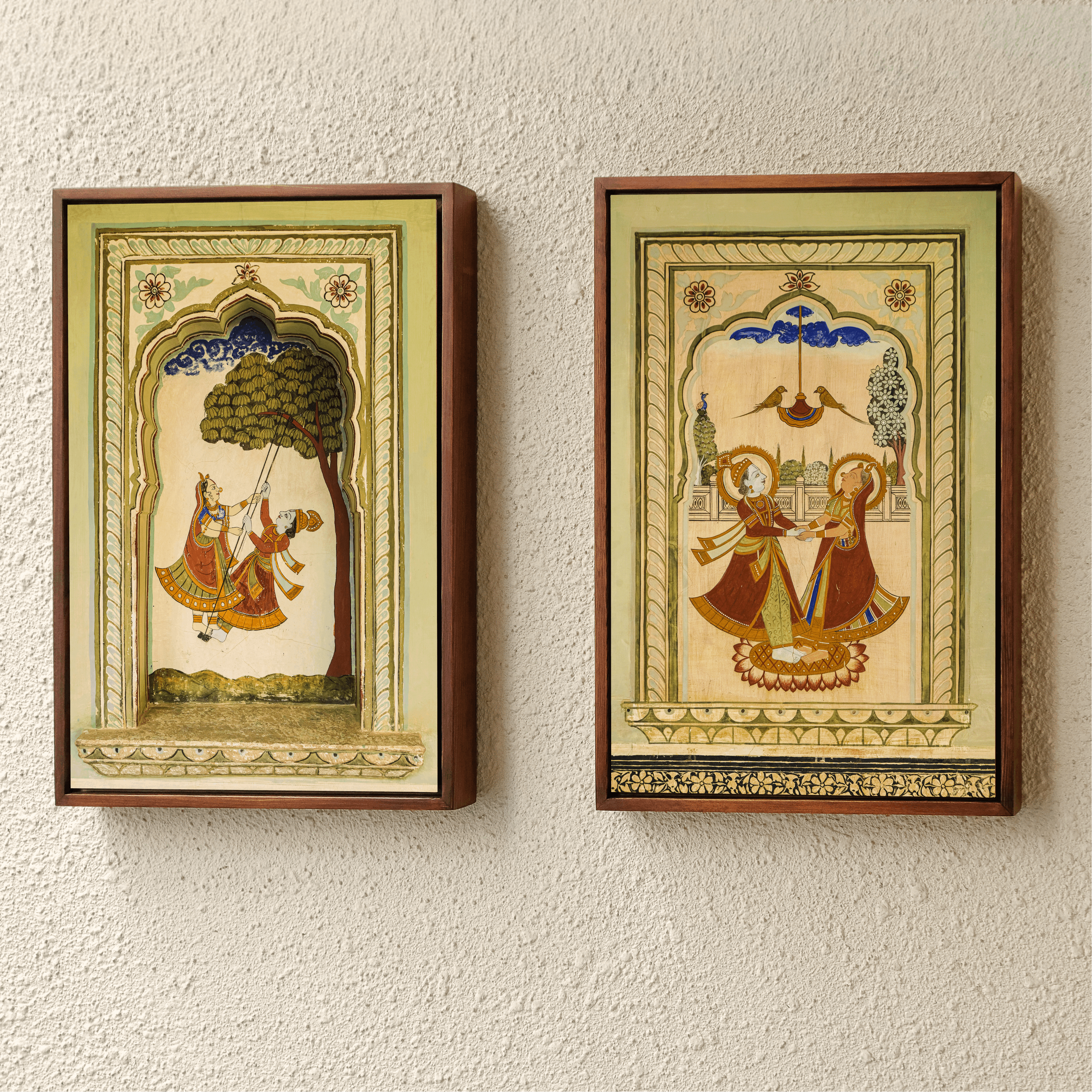 Radha Krishna on the Swing – Poddar Haveli, Shekhawati | Love & Mythology Fresco Fine Art Wall Photography Print