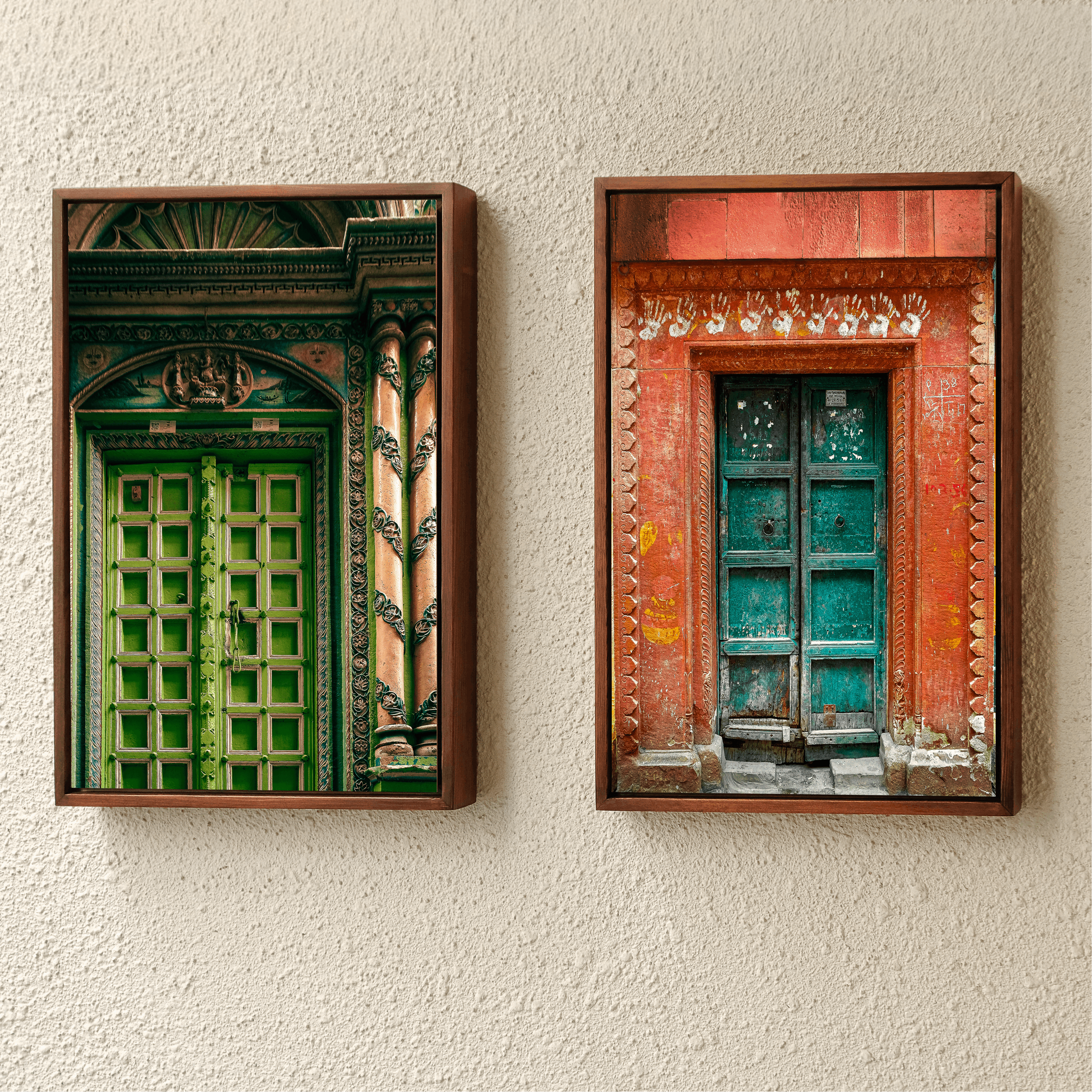 Varanasi – The Green Door of the Sacred Lane | Hindu Devotion Fine Art Wall Photography Print