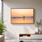 Mumbai Beach – Couple at Sunset, Wet Sand Reflections | Fine Art Wall Photography Print