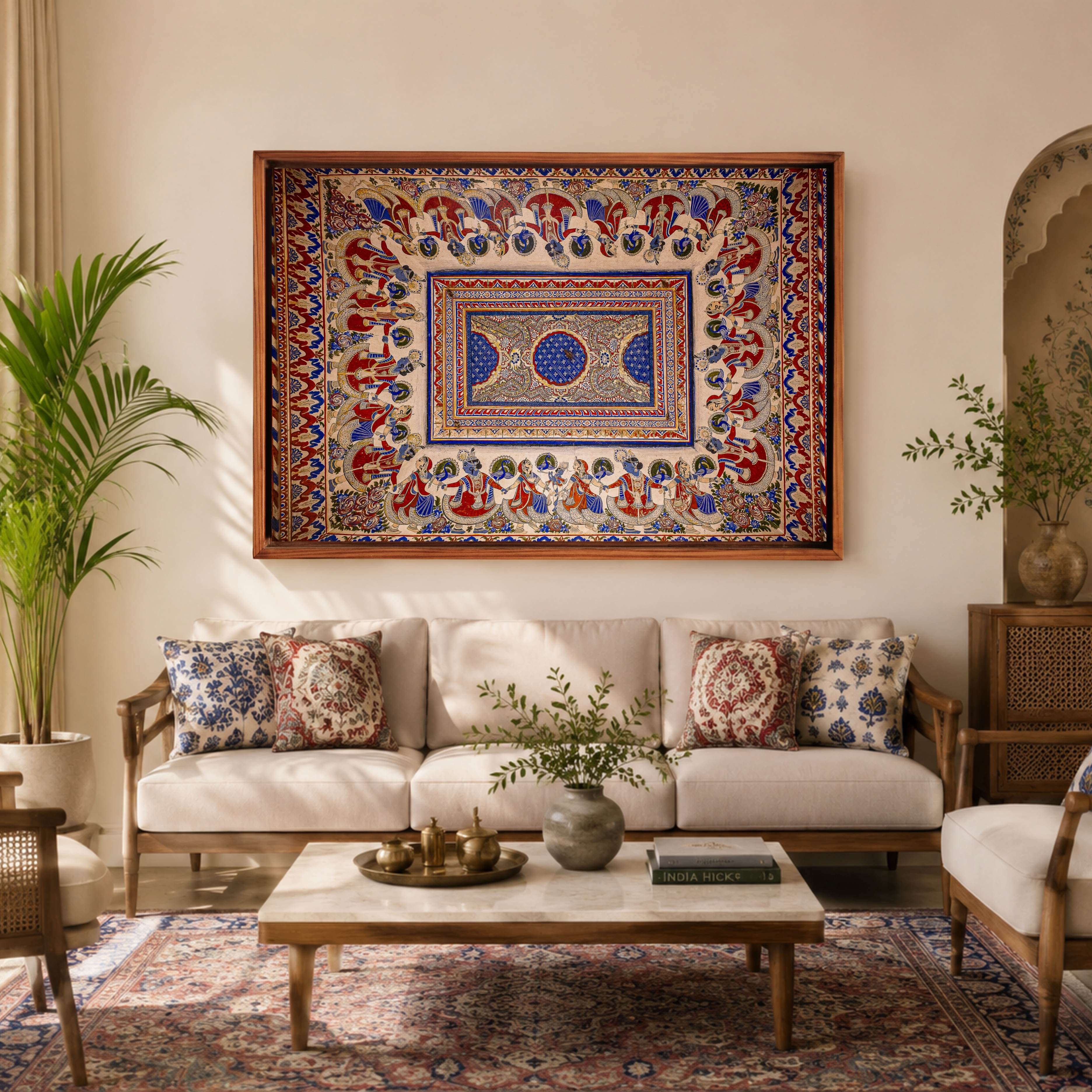 Krishna Raas Leela – Shekhawati Fresco Ceiling Art from Mandawa Havelis | Fine Art Wall Photography Print