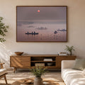 Varanasi Ganga Ghats – Winter Morning Fog, Silhouettes & the Crimson Sun | Fine Art Wall Photography Print