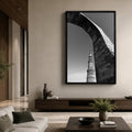Qutub Minar Through the Arches – Black & White | Indian Heritage Fine Art Wall Photography Print