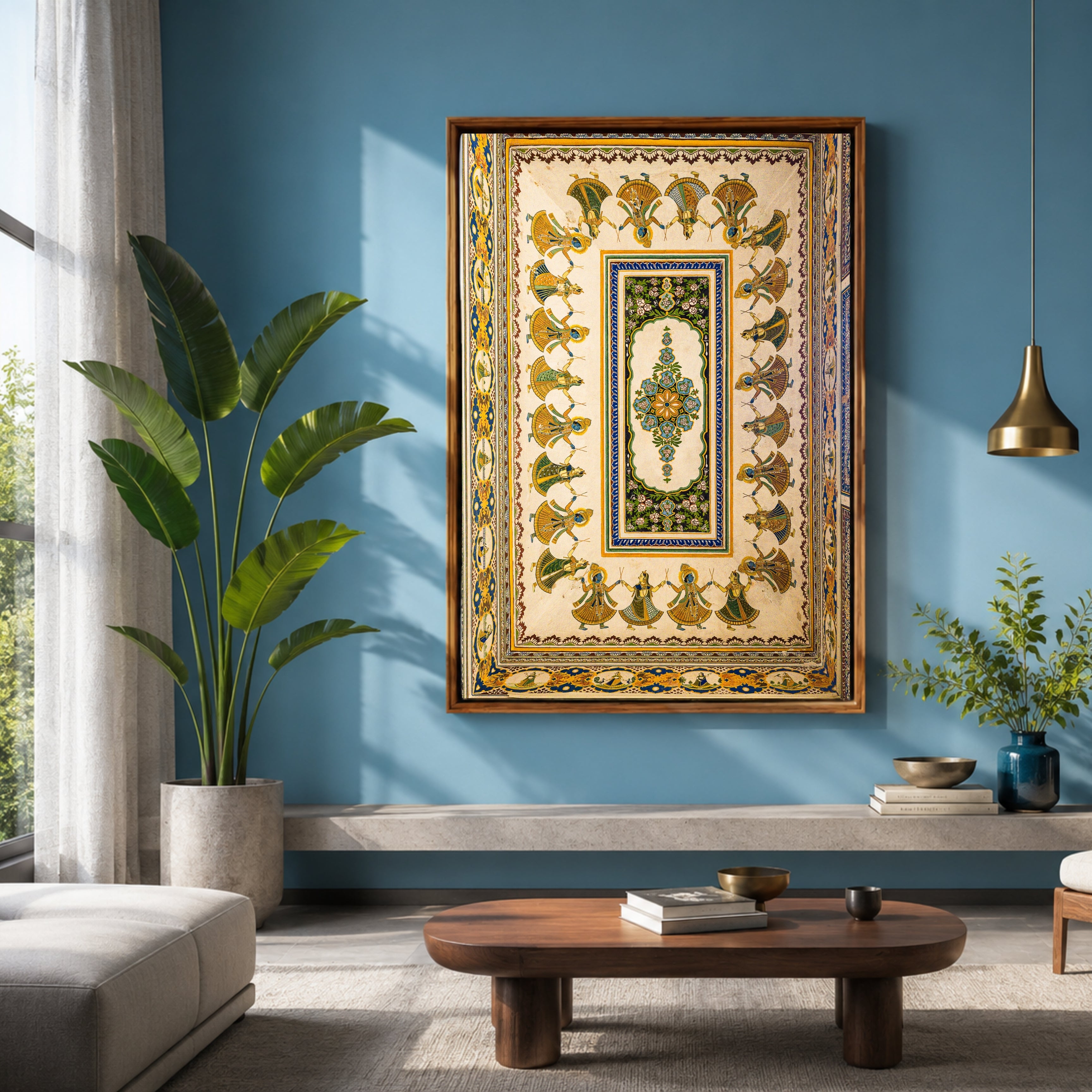 Shekhawati Haveli Ceiling – Ras Leela Painting | Colour, Dance & Divine Joy | Indian Heritage Fine Art Wall Photography Print