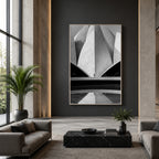 Lotus Temple Delhi – Concrete Petals, Shadow & Pool Reflection | B&W Architectural Fine Art Wall Photography Print