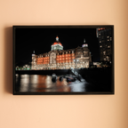 Mumbai Street Photography – Taj Mahal Palace Hotel at Night, Sea Reflections & Twinkling Lights | Fine Art Wall Photography Print