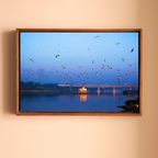 Yamuna River – Winter Morning, Flock of Seagulls & the Blue Dawn Sky | Fine Art Wall Photography Print