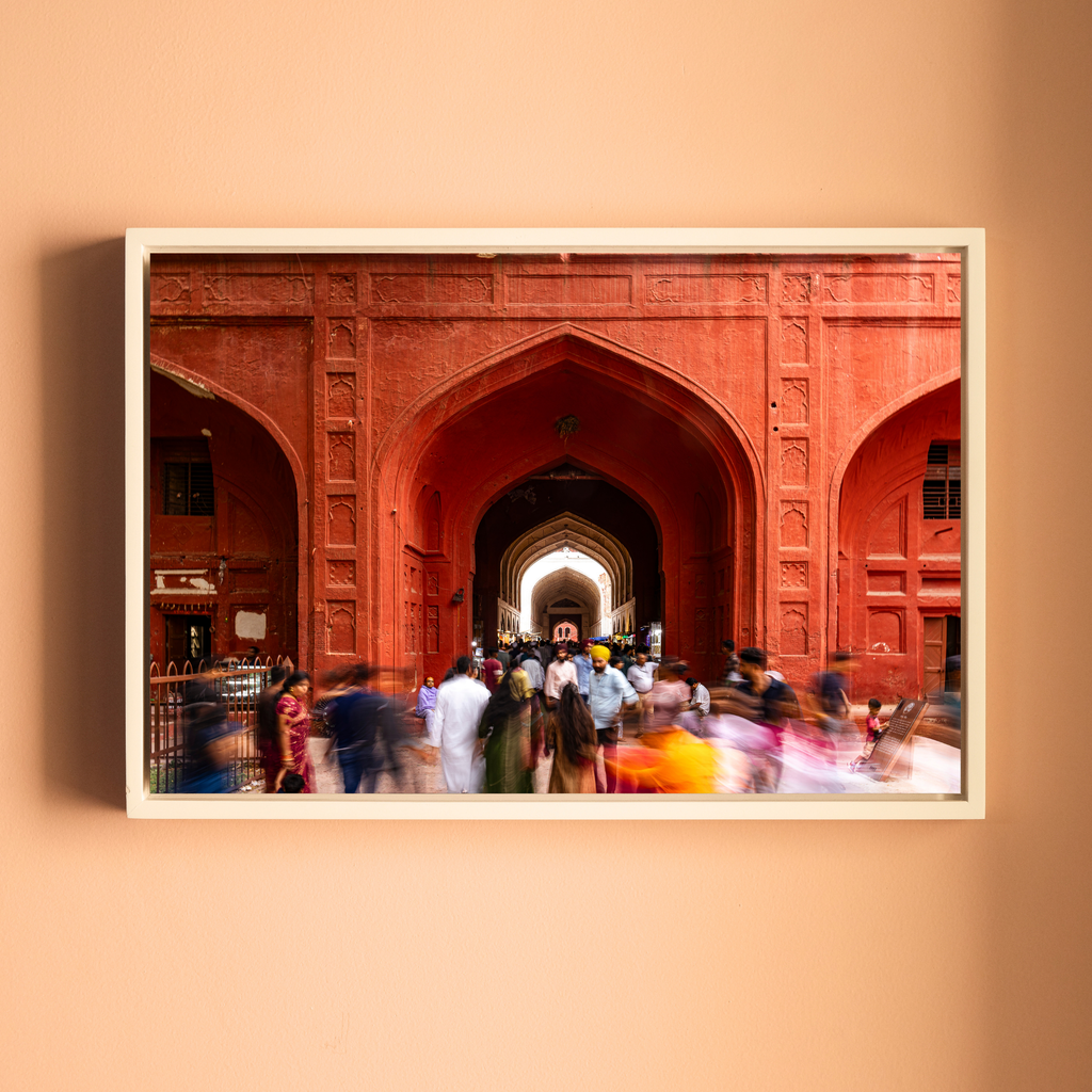 Red Fort Delhi – Bazaar Lanes, Mughal Arches & the Flow of Life | Fine Art Wall Photography Print