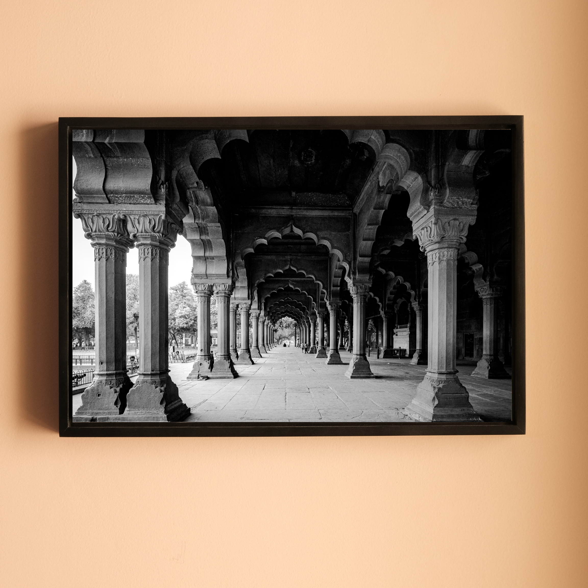 Red Fort Delhi – Diwan-i-Aam Arches & Columns in Black & White | Fine Art Wall Photography Print