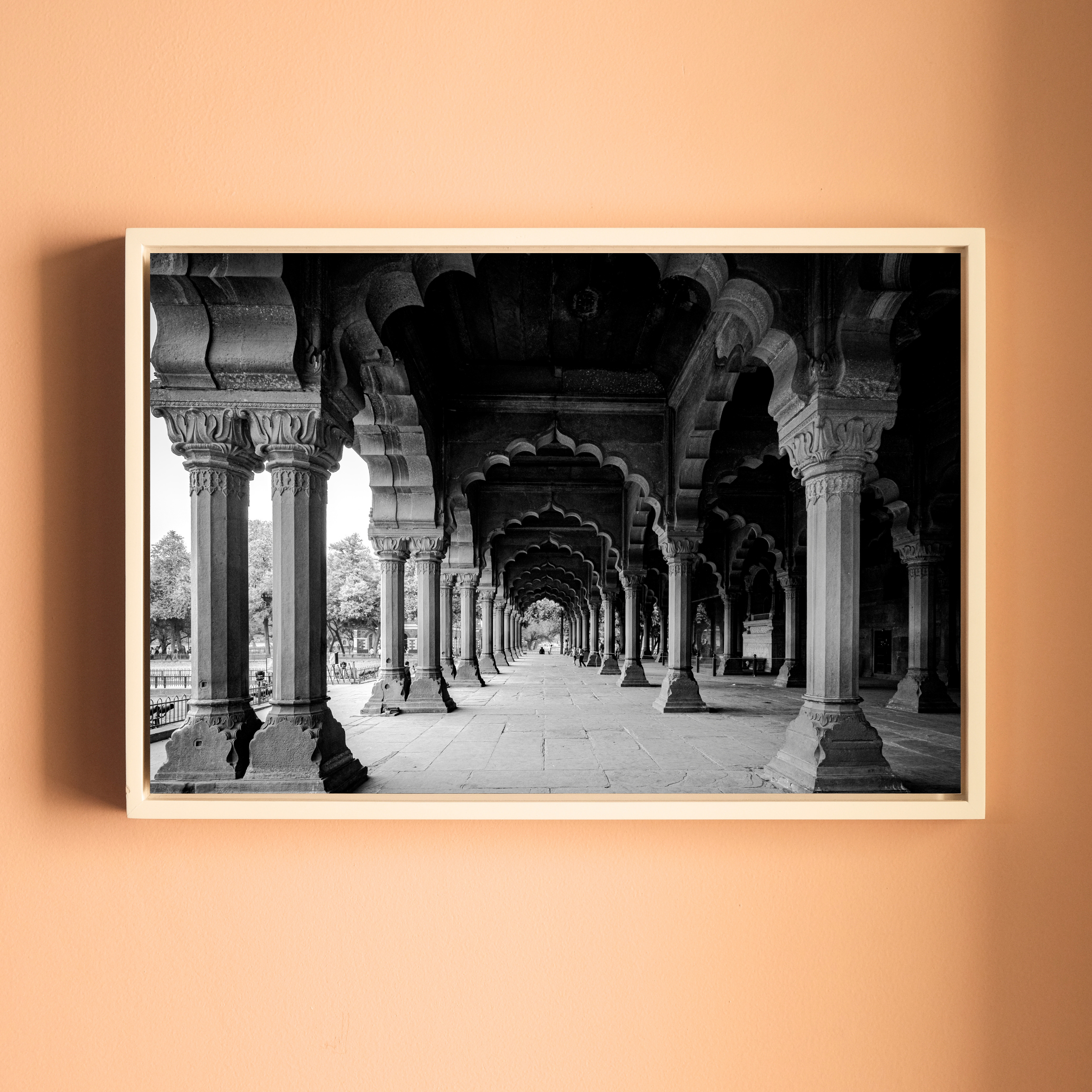 Red Fort Delhi – Diwan-i-Aam Arches & Columns in Black & White | Fine Art Wall Photography Print