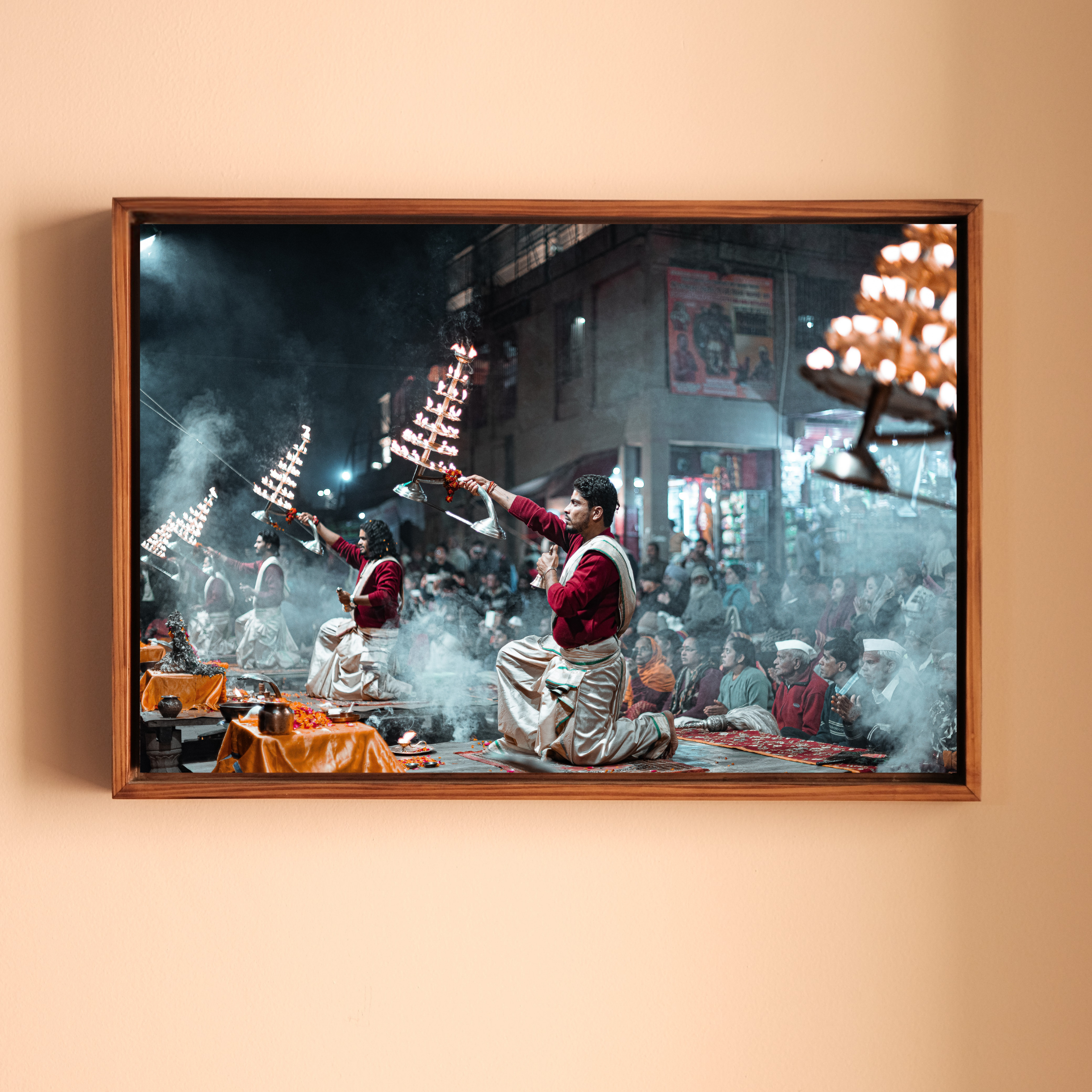 Ganga Aarti Varanasi – The Ethereal Ritual of Fire, Smoke & Devotion | Fine Art Wall Photography Print
