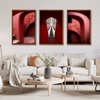 Jantar Mantar, Delhi – Crimson Arches & Vanishing Light | Fine Art Wall Photography Print | Triptych