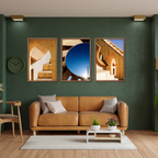 Jantar Mantar, Jaipur – Light, Shadow & Sky | Fine Art Wall Photography Print | Triptych
