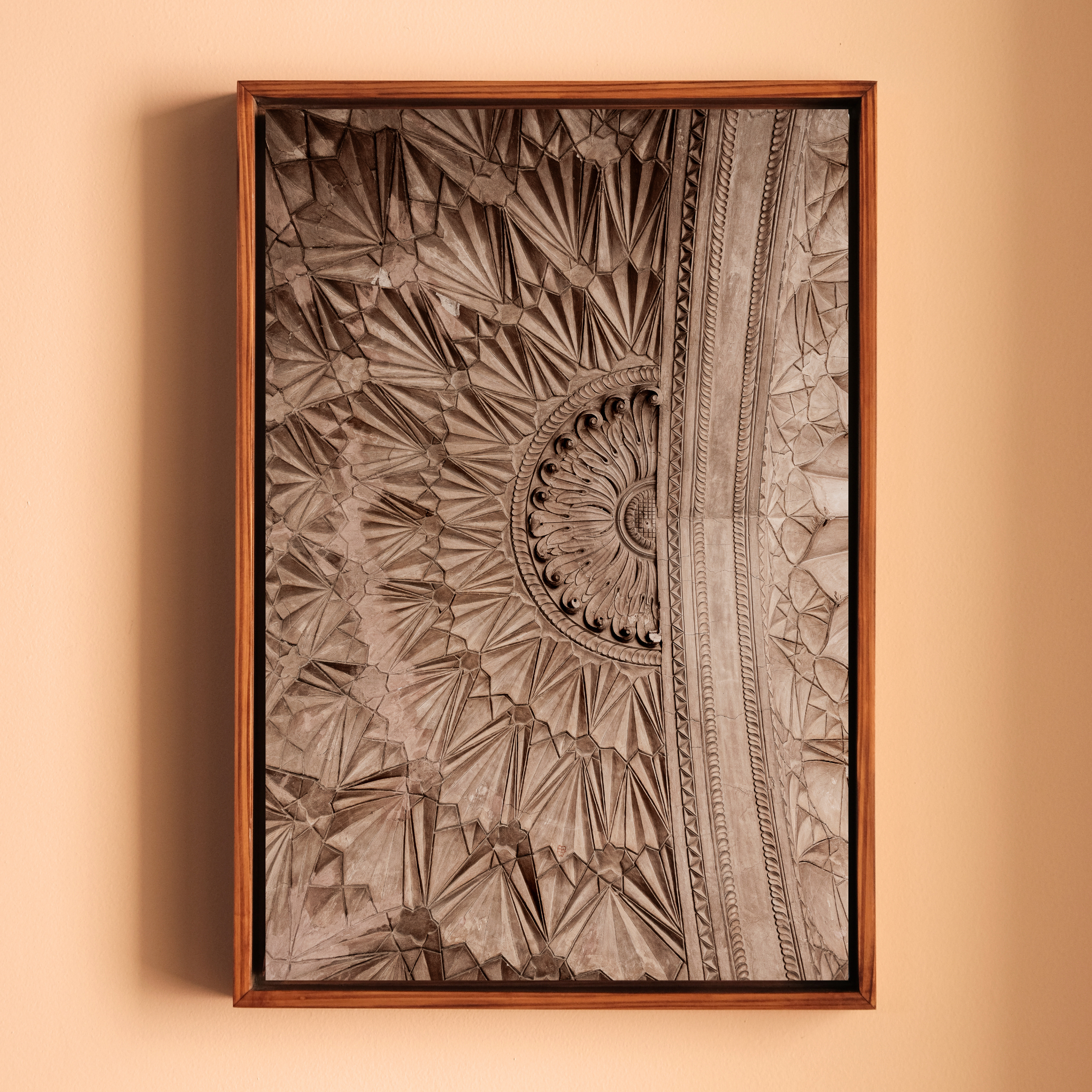 Safdarjung Tomb, Delhi – Vault Relief Triptych | Stucco, Shadow & the Last Flourish of the Mughals | Fine Art Wall Photography Print