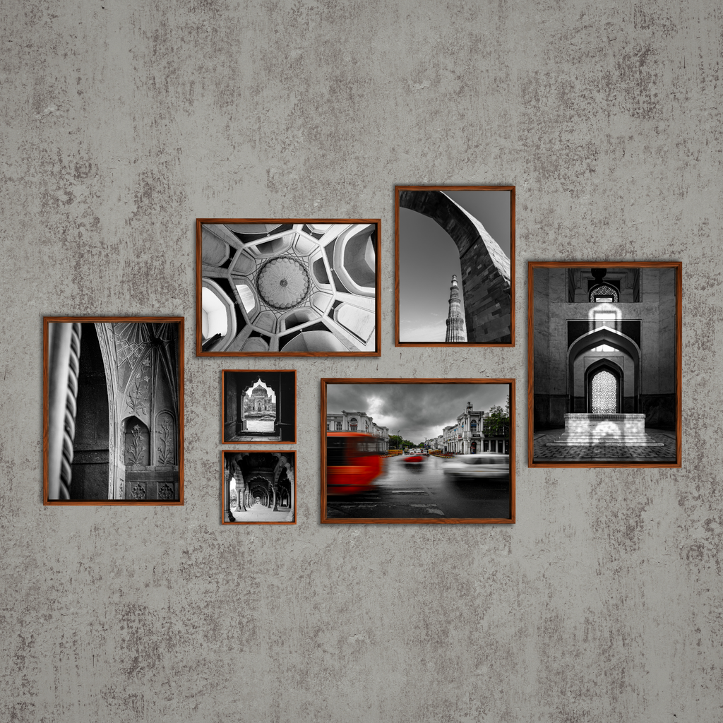 Humayun's Tomb Grave – Shadows, Reflections & Inlays | Black & White Fine Art Print