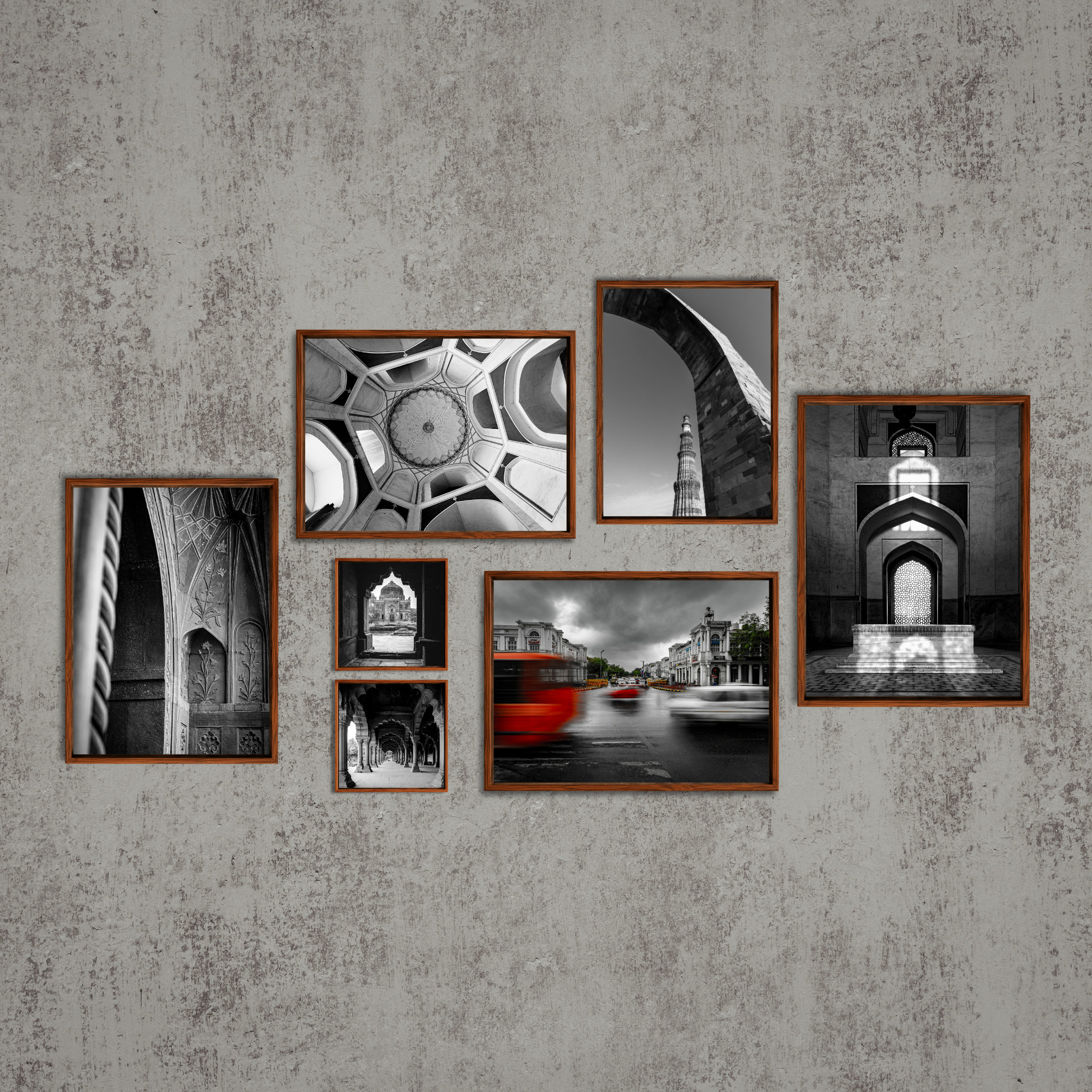 Humayun's Tomb Grave – Shadows, Reflections & Inlays | Black & White Fine Art Print