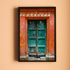 Varanasi – The Green Door of the Sacred Lane | Hindu Devotion Fine Art Wall Photography Print