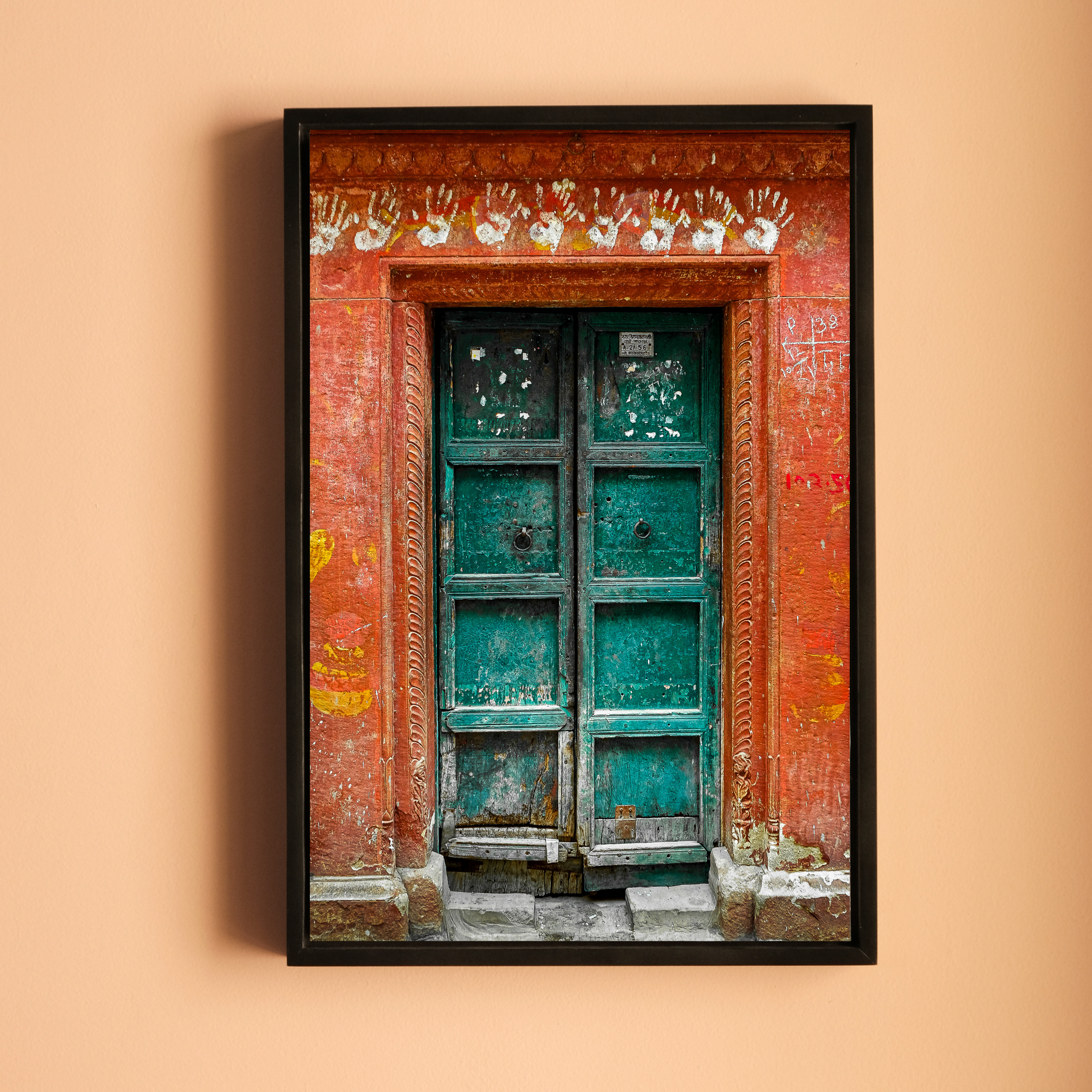 Varanasi – The Green Door of the Sacred Lane | Hindu Devotion Fine Art Wall Photography Print