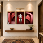 Jantar Mantar, Delhi – Crimson Arches & Vanishing Light | Fine Art Wall Photography Print | Triptych