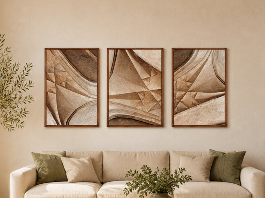 Akbar's Tomb, Sikandra – Arch Geometry Triptych | Ancient Stone, Modern Eye | Fine Art Wall Photography Print