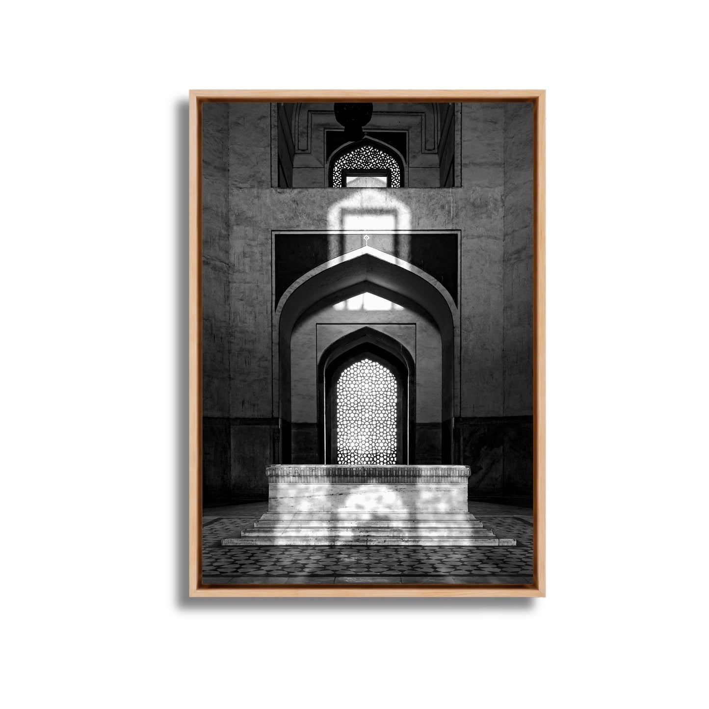 Humayun's Tomb Grave – Shadows, Reflections & Inlays | Black & White Fine Art Print