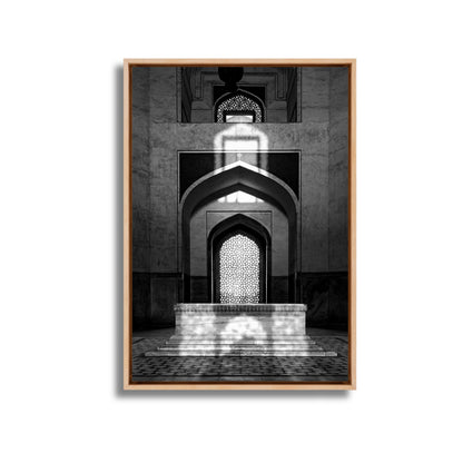 Humayun's Tomb Grave – Shadows, Reflections & Inlays | Black & White Fine Art Print