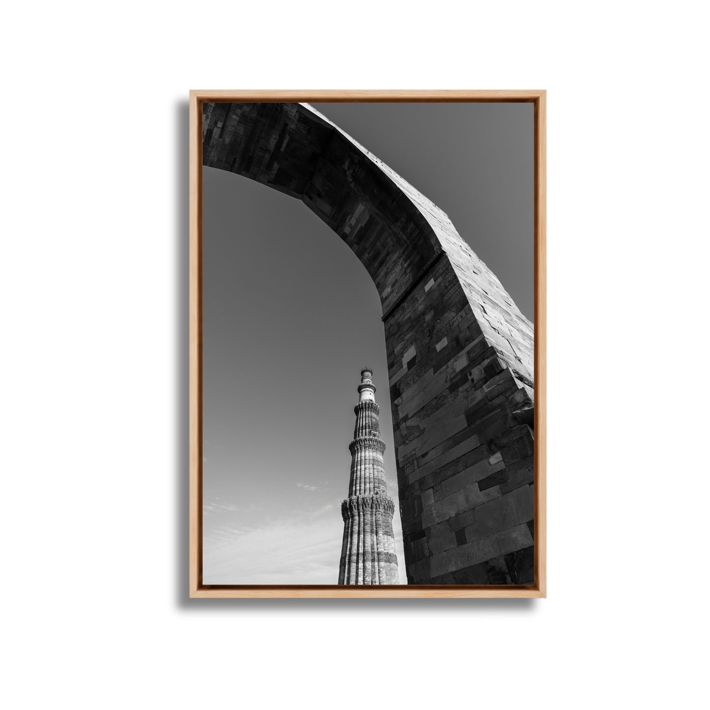 Qutub Minar Through the Arches – Black & White | Indian Heritage Fine Art Wall Photography Print