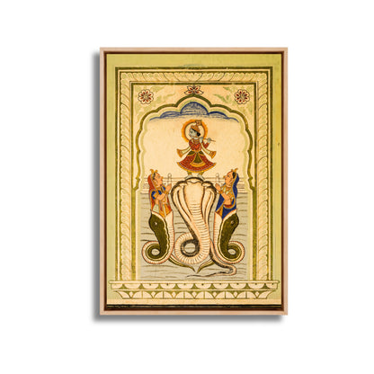 Krishna on the Nagas – Poddar Haveli, Shekhawati | Mythological Fresco Fine Art Wall Photography Print