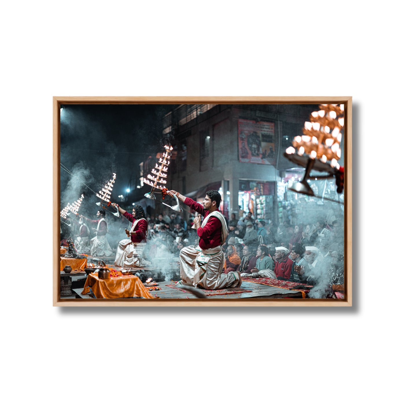 Ganga Aarti Varanasi – The Ethereal Ritual of Fire, Smoke & Devotion | Fine Art Wall Photography Print