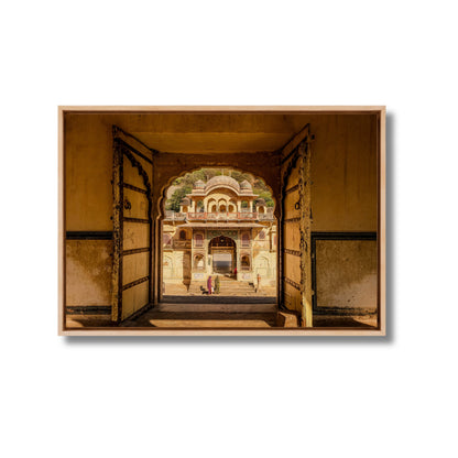 Galta Ji Temple Complex – Frame Within a Frame | Morning Light, Golden Stone & Sacred Depth | Fine Art Wall Photography Print
