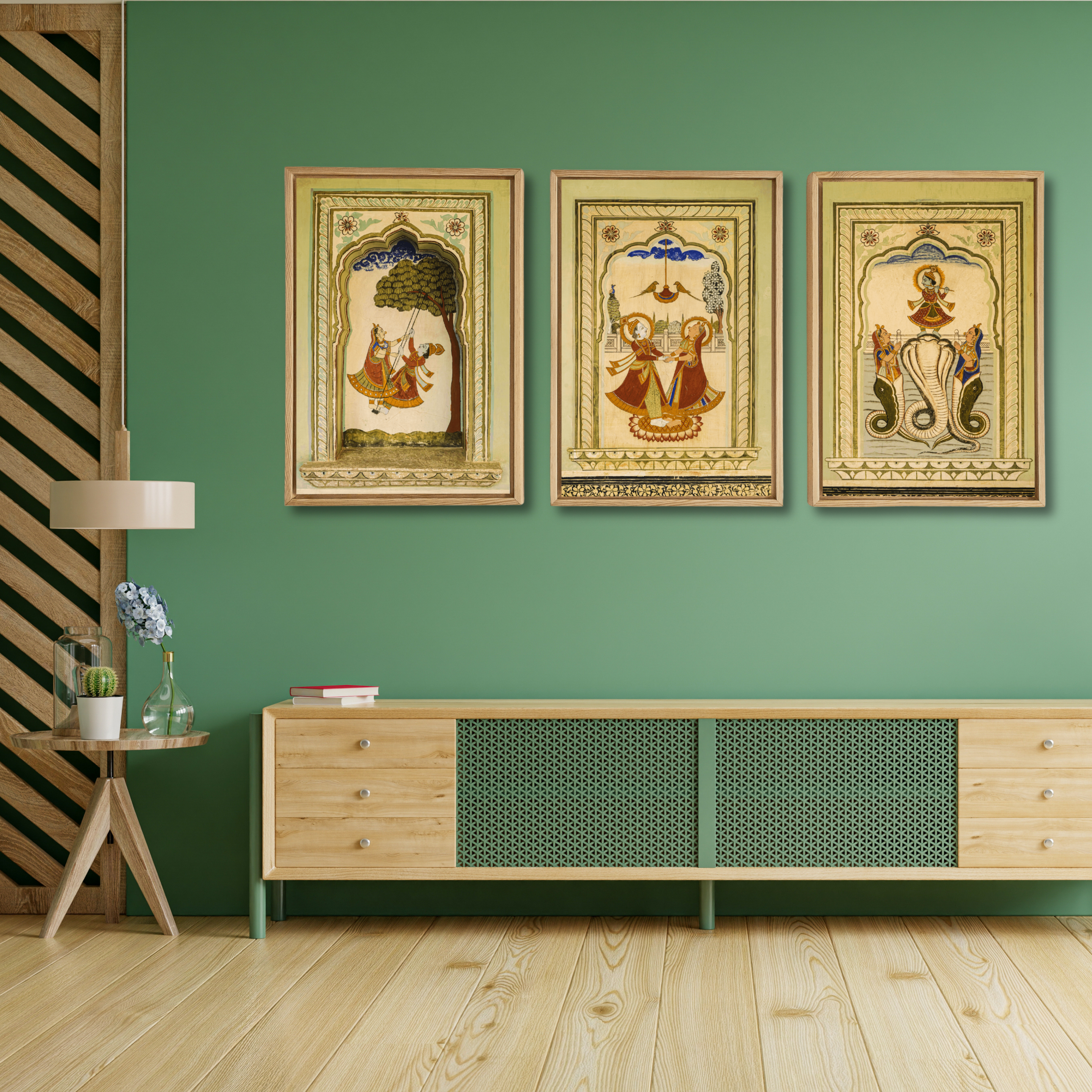 Radha Krishna – The Meeting | Shekhawati Haveli Fresco | Fine Art Wall Photography Print