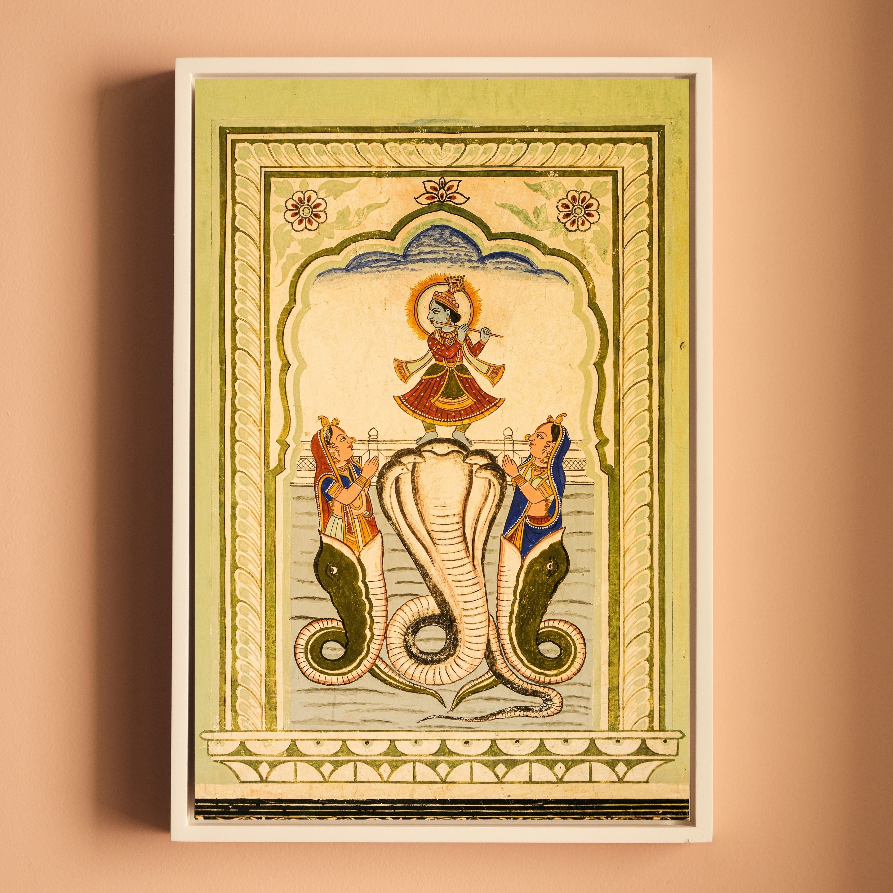 Krishna on the Nagas – Poddar Haveli, Shekhawati | Mythological Fresco Fine Art Wall Photography Print