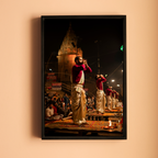 Varanasi Ganga Ghats – Ethereal Aarti | Conch, Fire & Bhakti at Its Peak | Fine Art Wall Photography Print