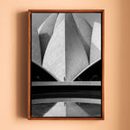 Lotus Temple Delhi – Concrete Petals, Shadow & Pool Reflection | B&W Architectural Fine Art Wall Photography Print