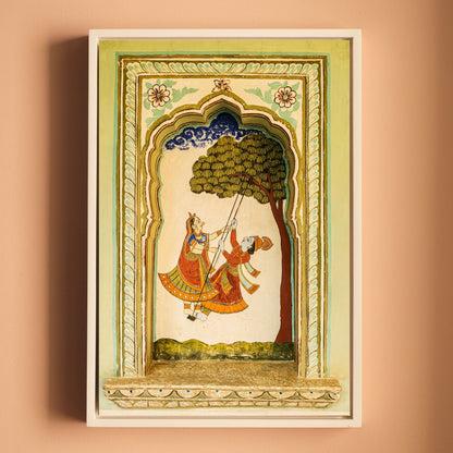 Radha Krishna on the Swing – Poddar Haveli, Shekhawati | Love & Mythology Fresco Fine Art Wall Photography Print