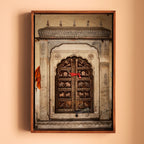 Jaipur Medieval Temple Door – Chhatri Canopy & Dark Brown Doors | Heritage Presence Fine Art Wall Photography Print